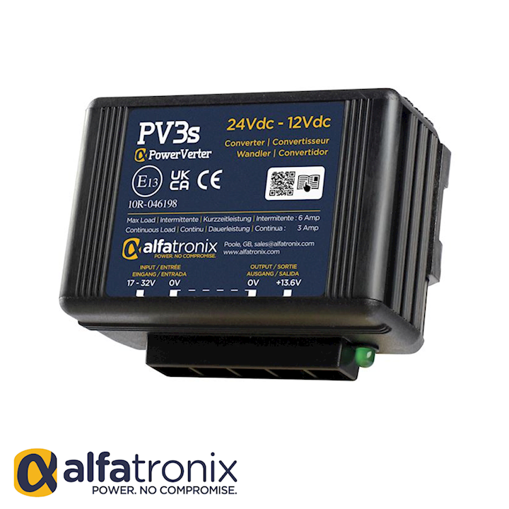 24 VDC-12 VDC 6 amp Voltage Converter PV3S Alfatronix (PV3S)